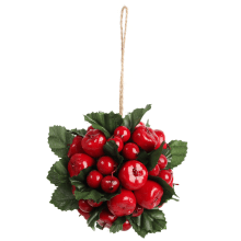 Kula Dekoracyjna z Jarzębiny 13 cm - Czerwona Stroik Świąteczny