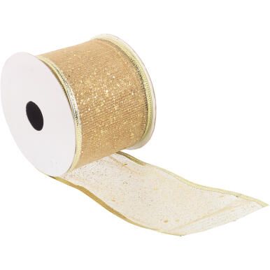 Wstążka dekoracyjna 7 cm na szpuli złota