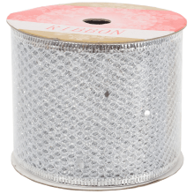 Wstążka dekoracyjna 10 m na szpuli srebrna