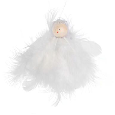 Ozdoba bożonarodzeniowa zawieszka ANIOLEK Z PIÓRKAMI 10 cm BIAŁY