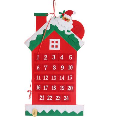 KALENDARZ ADWENTOWY DOMEK Z FILCU 60 CM - ŚWIĄTECZNA DEKORACJA Z 24 SKRYTKAMI