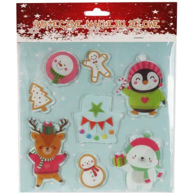 NAKLEJKI ŻELOWE SAMOPRZYLEPNE NA OKNO Z RENIFEREM 24CM