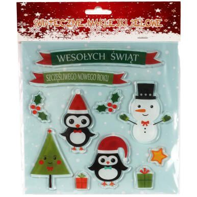 Żelowe naklejki świąteczne na okno z bałwanem 24cm - samoprzylepne, bezpieczne dla dzieci.