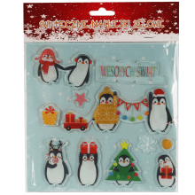 Świąteczne Samoprzylepne Naklejki Żelowe z Pingwinami 24cm do Okna i Innych Powierzchni