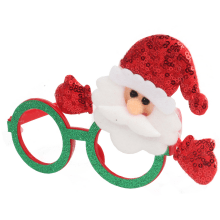 Okulary Świąteczne Brokatowe z Figurką Mikołaja, Czerwone, 14x14cm