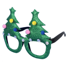 Brokatowe Okulary Świąteczne w Kształcie Choinki