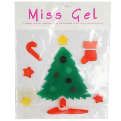 NAKLEJKI ŻELOWE SAMOPRZYLEPNE NA OKNO Z CHOINKĄ 20 CM II