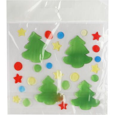 Żelowe Naklejki na Okno z Wzorem Choinek 20 cm - Bezpieczne i Wysokiej Jakości Świąteczne Dekoracje Samoprzylepne