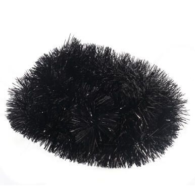 Czarny metalizowany łańcuch choinkowy o szerokości 7 cm i długości 2 m.