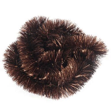 Brązowy łańcuch choinkowy z folii metalizowanej, fi 7 cm, 2 m
