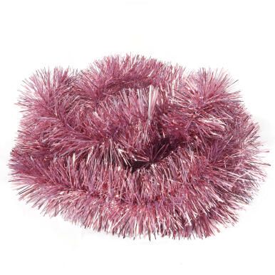 Różowy łańcuch choinkowy z folii metalizowanej, średnica 7 cm, długość 2 m