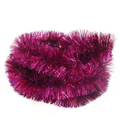 Różowy fluo łańcuch choinkowy z folii metalizowanej, szerokość 7 cm, długość 2 m