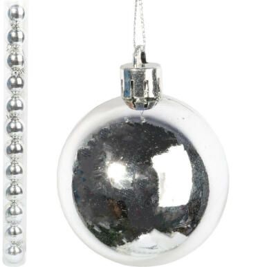 Komplet 12 bombek plastikowych w kolorze srebrnym 6 cm