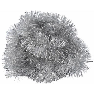 Srebrny Łańcuch Choinkowy z Folii Metalizowanej, fi 7 cm, 2 m - GOLIAT PIŁA POLSKA