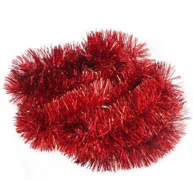 Czerwony łańcuch choinkowy Goliat, z metalizowanej folii, 10cm szerokości, 3m długości