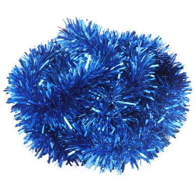 Niebieski łańcuch choinkowy Goliat z folii metalizowanej, 7cm x 2m