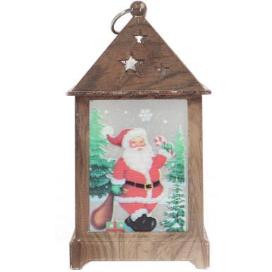 Latarnia Świąteczna z Figurką Mikołaja LED