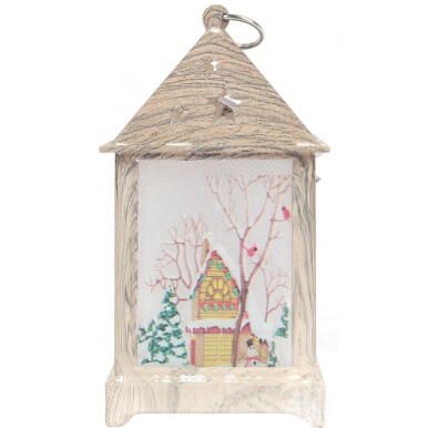 Biała Latarnia Dekoracyjna z Kościołem LED na Baterie