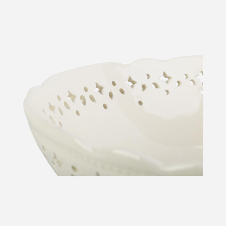 Biała Ceramiczna Misa Koronkowa o Wymiary 28x10 cm