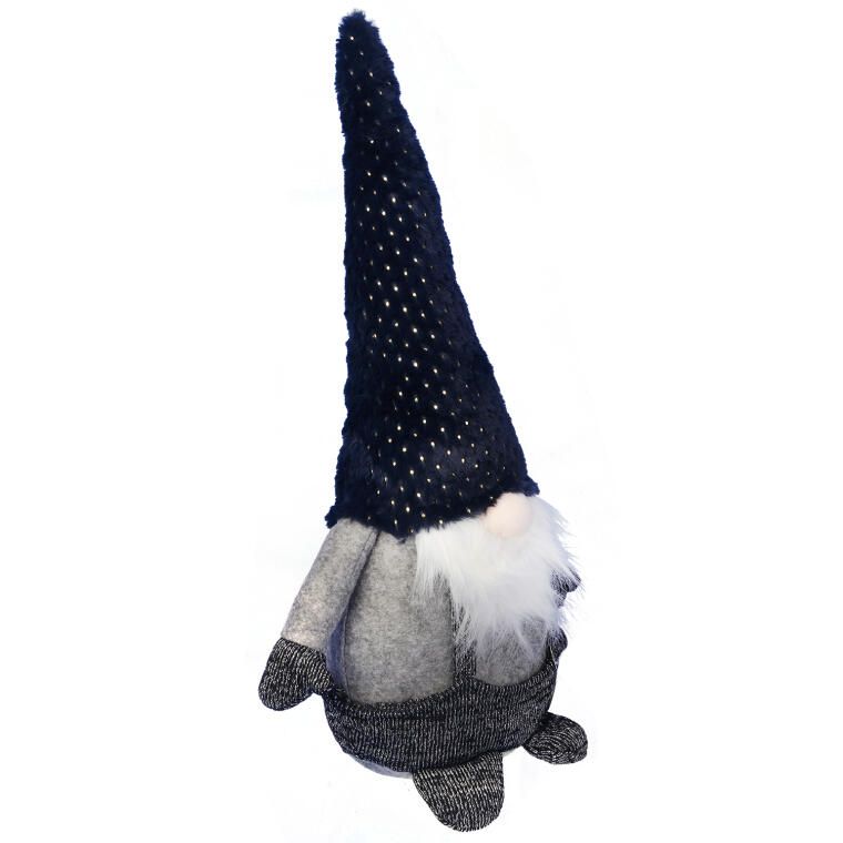 Świąteczny Skrzat w Czarnej Czapie - Dekoracja Bożonarodzeniowa, 55 cm