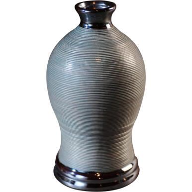 Wazon popielaty z grafitowymi wykończeniami mniejszy 13x13x24,5 cm