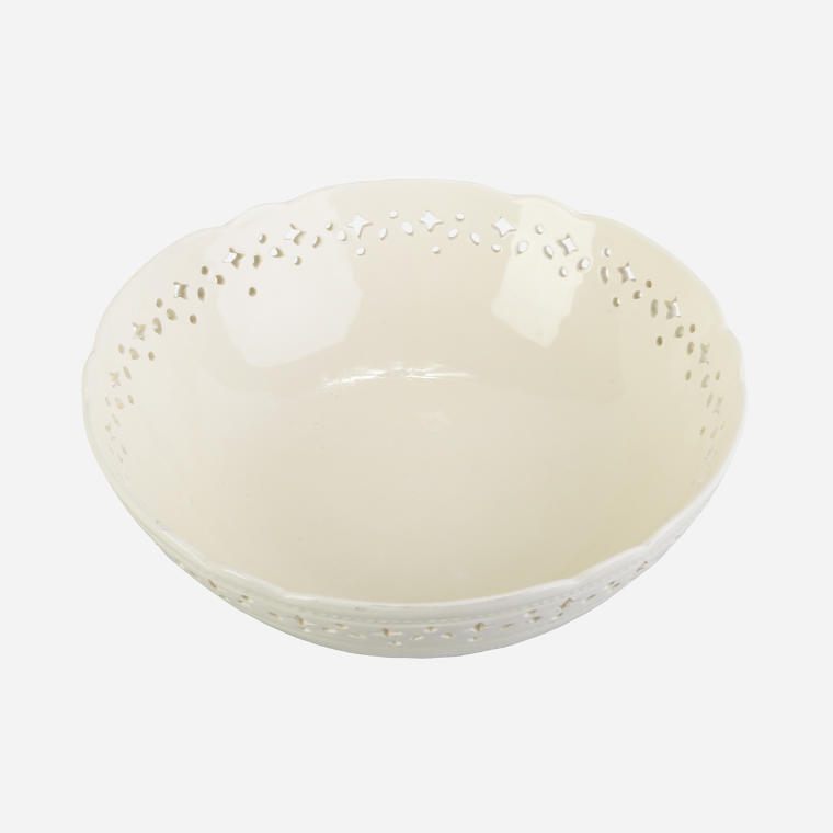 Biała Ceramiczna Misa Koronkowa o Wymiary 28x10 cm