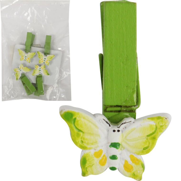 MOTYLE KLAMERKI DREWNIANE 4SZT 4CM WIELKANOC WIOSNA