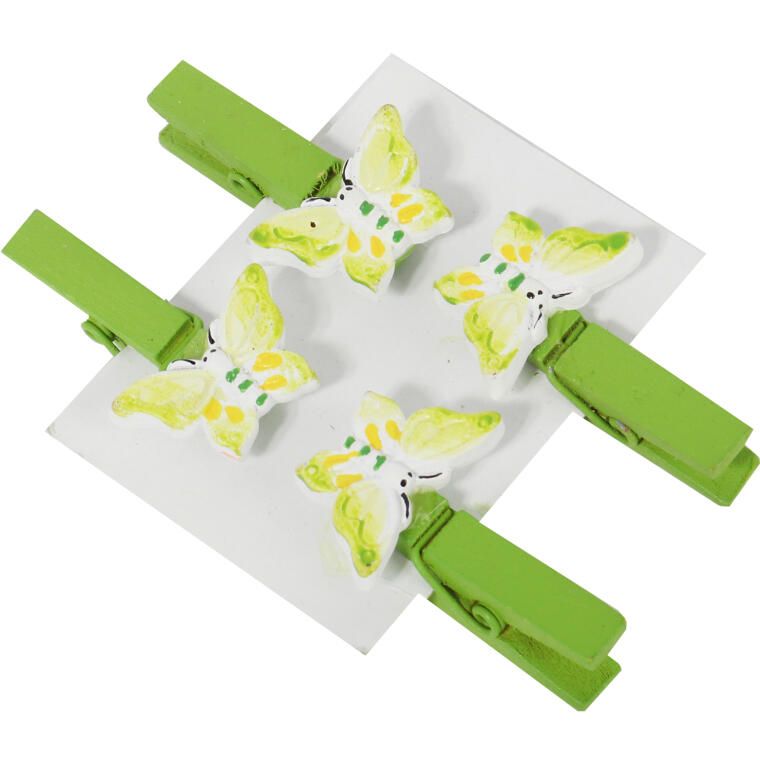 MOTYLE KLAMERKI DREWNIANE 4SZT 4CM WIELKANOC WIOSNA