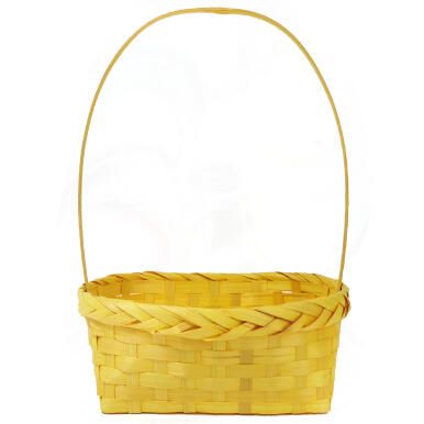 Koszyk prostokątny z pałąkiem w kolorze żółtym 24x22x37 cm