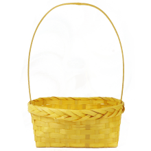 Koszyk prostokątny z pałąkiem w kolorze żółtym 24x22x37 cm
