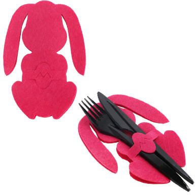 Etui na sztućce z filcu 2 szt- Zajączek Wielkanocny różowy