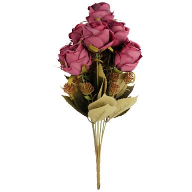 BUKIET 9 R&Oacute;Ż Z DODATKAMI 40 CM KOLOR CIEMNY R&Oacute;Ż