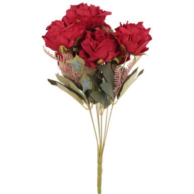 BUKIET 7 ROZWINIĘTYCH R&Oacute;Ż Z DODATKAMI 45 CM KOLOR CZERWONY