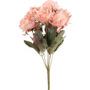 BUKIET 7 ROZWINIĘTYCH R&Oacute;Ż Z DODATKAMI 45 CM KOLOR JASNO ŁOSOSIOWY