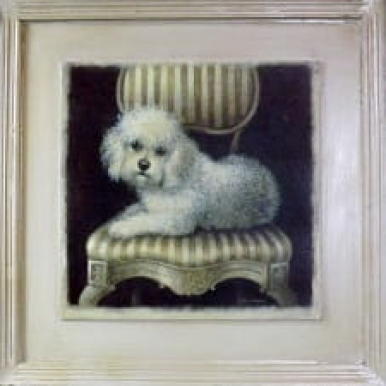 Obraz z Postarzanym Efektem - Piesek (Pudel) 41x41 cm