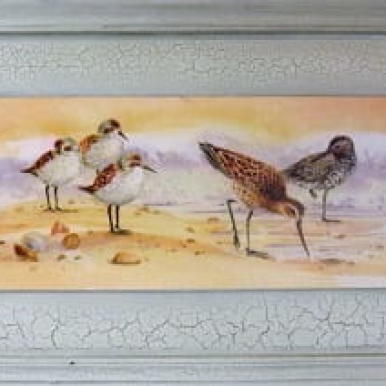 Postarzany Obraz z Ptakami 30x56 cm - część dwuczęściowej kolekcji