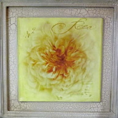 Obraz Żółta Róża - Część 4 z 4 Serii Postarzanej, Rozmiar 38x38 cm