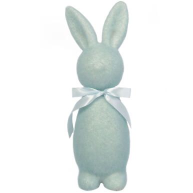 Zając ozdoba wielkanocna welurowa flokowana Niebieska L 25 cm