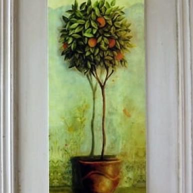 Obraz Drzewko Cytrusowe - Pomarańcza z Efektem Postarzania, Prostokątny, Seria 2 sztuk