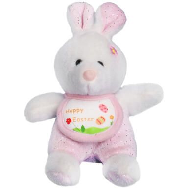 Różowy Pluszak KRÓLIK Wielkanocny z Napisem 'Happy Easter'