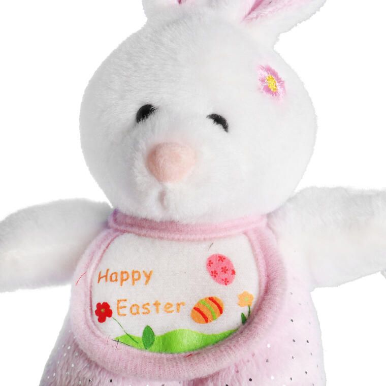 Różowy Pluszak KRÓLIK Wielkanocny z Napisem 'Happy Easter'