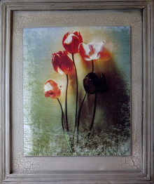 Obraz Vintage Tulipany w Koszyczku 48x40 cm z Serii Postarzanych Obrazów