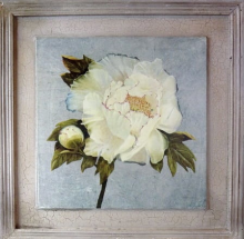 Obraz Postarzanej Białej Piwonii 38x38 cm - Kolekcja Kwiatów
