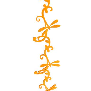 Girlanda Wiosenna z Filcowymi ważkami i Kwiatkami, Kolor Pomarańczowy, 98cm