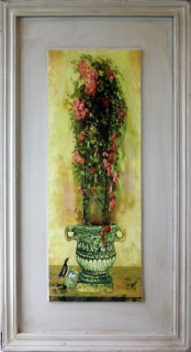 Obraz kompozycja kwiatów w donicy 1 w rozmiarze 30 x 56 cm