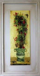 Obraz kompozycja kwiatów w donicy 2 w rozmiarze 30 x 56 cm