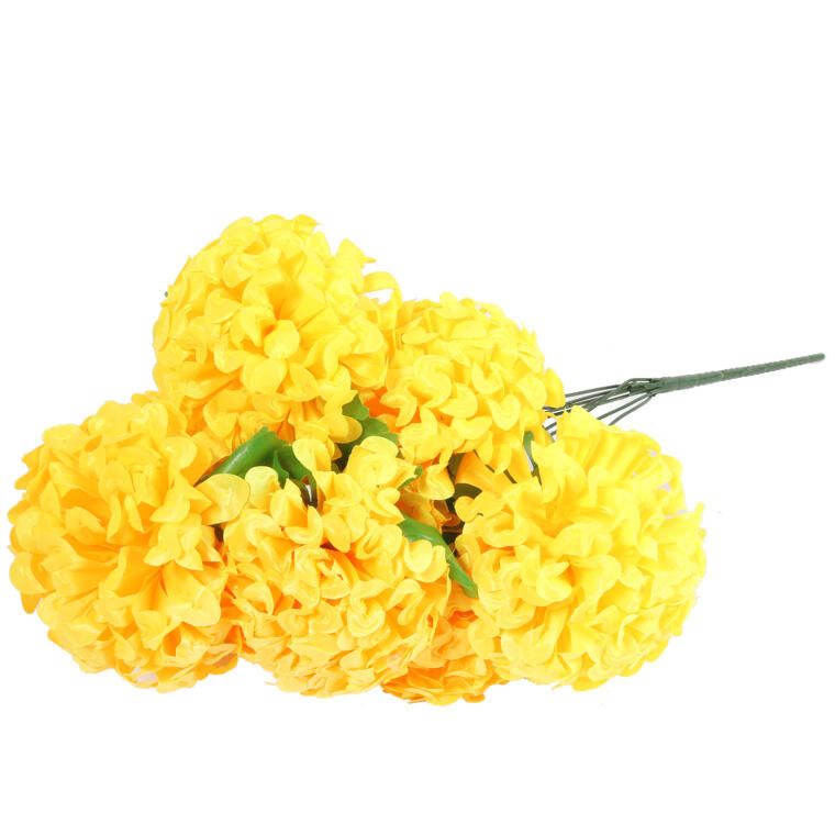 Bukiet 9 dużych chryzantem w kolorze żółtym 62 cm