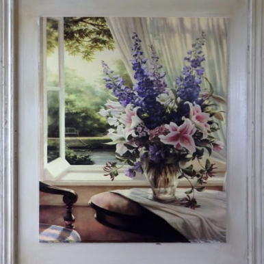 Obraz z kompozycją kwiatów - Ekskluzywna seria, efekt postarzania 46 x 56 cm