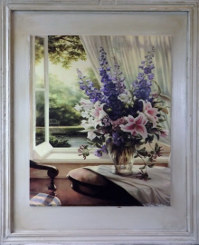 Obraz z kompozycją kwiatów - Ekskluzywna seria, efekt postarzania 46 x 56 cm