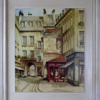 Obraz Paryska Kamienica z Efektem Postarzania 40x49 cm - Część Serii